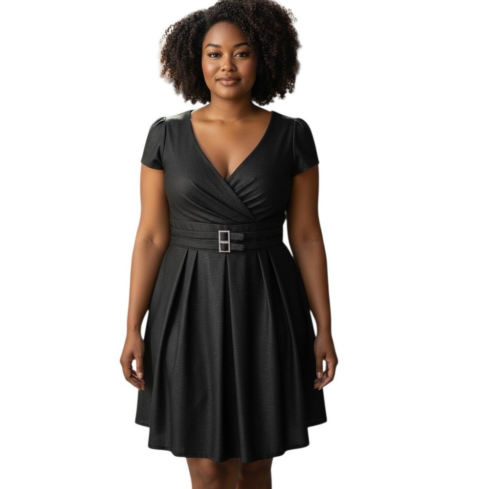 Nannette Lepore Black Metallic‎ Stripe Dress Cap Sleeve Party Cocktail Size 12